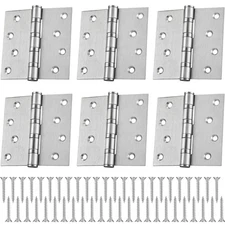 6 Pcs 4'' Ball Bearing Door Hinges Stainless Steel Heavy Duty Hinges 4 x 4 In