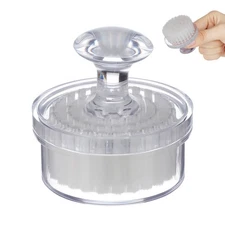 White Pp Portable Facial Cleansing Brush With Lid For Face And Skin Care