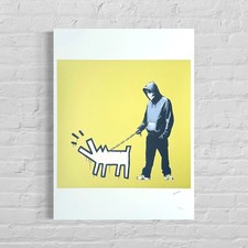 Nummerierte BANKSY Barking Dog Edition (Kaki Gelb) – Limitierte Kunst
