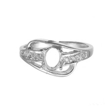 Semi Mount Ring Solitaire 5 x 7 mm Oval Engagement Ring 925 Sterling Silver