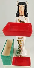 Vtg Geisha Lady Cigarette Holder & Ashtray VALIANT CO. JAPAN HARD TO FIND! B2