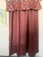 10 PC ELEGANT CURTAIN DRAPE SET 4 PANELS 4 VALANCES 4 TIEBACKS RUST GOLD JACQUAR