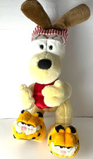 Vintage Odie Plush 18'' Wearing Garfield Slippers Cap Signed On Slipper 1994