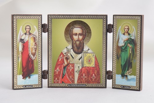 HEILIGER GREGOR von NAZIEN Triptychon Orthodoxe Ikone Триптих Григорий Богослов - Bild 1 von 3