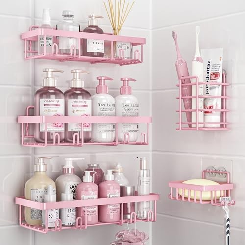 5 Pack Shower Caddy Organizer Rack Shelf for Inside Shower, Adhesive Bathroom 