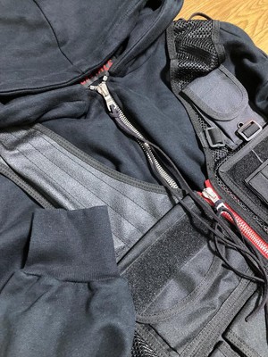 Caviale 19AW Oversized Docking Hoodie Vest XL Black Military Style 