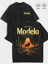 1 PCS "Retro American-Beer 'Cerveza Modelo' UFO Abducting Bull In Desert Cactus