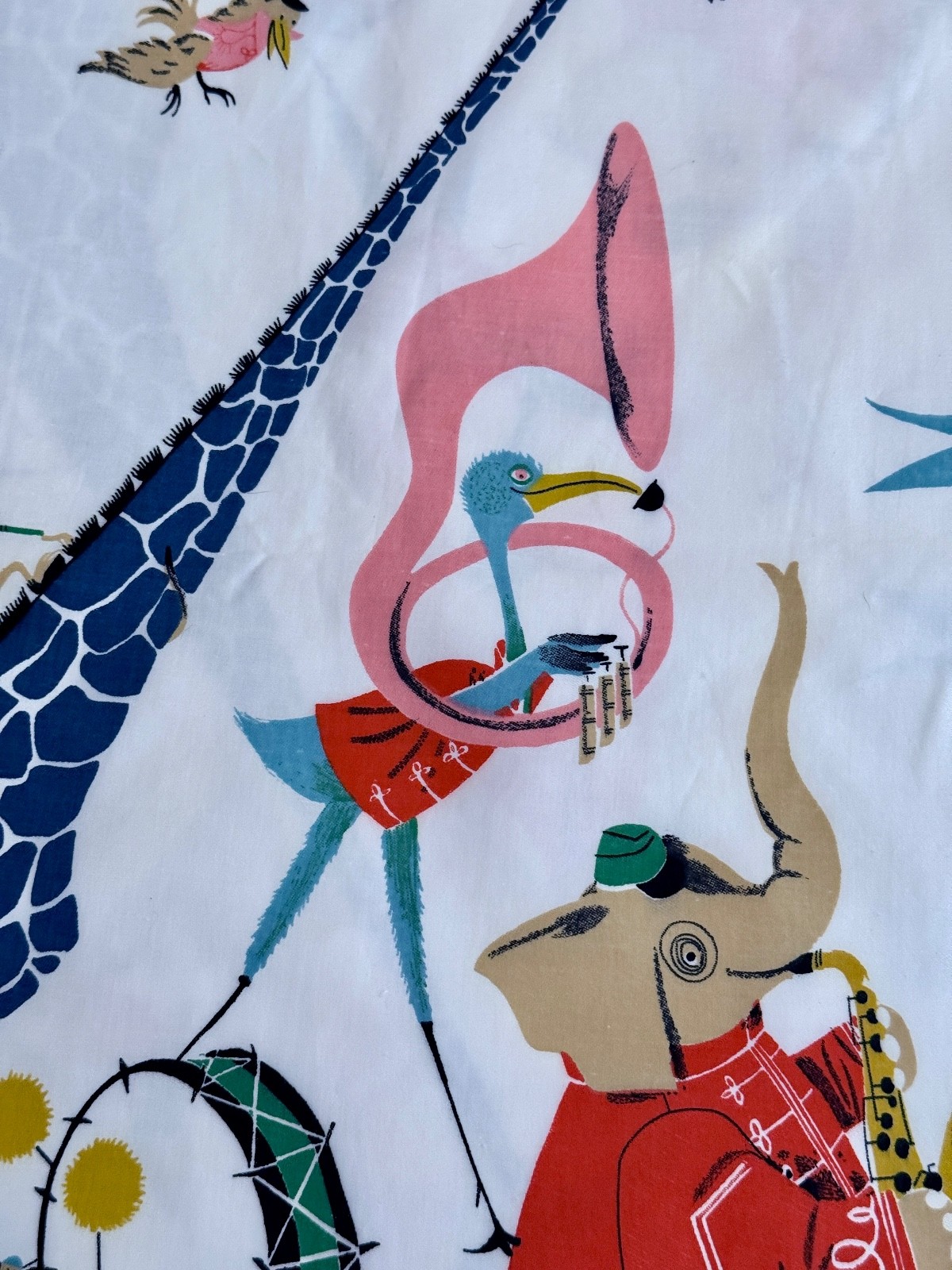 1950’s Musicians of the JUNGLE Novelty Mid Century Barkcloth  Era Vintage Fabric