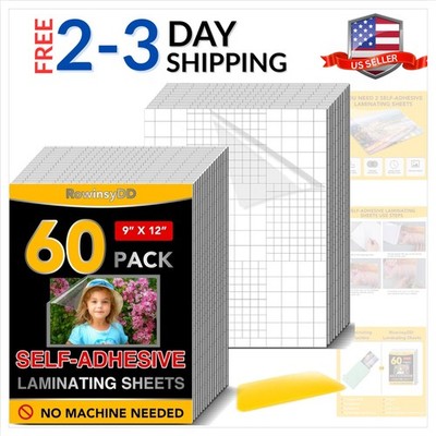 60 PCS Self-Adhesive Laminating Sheets, 9 x 12 Inches Self Adhesive Contact P...