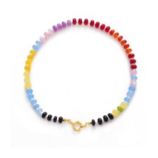 Natural Stone Beaded Necklace for Women Boho Colorful Beads Choker Necklace Rain