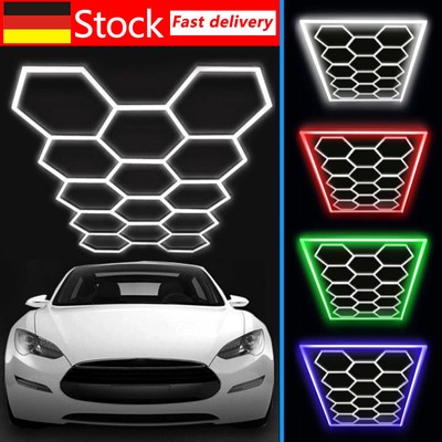 3-14x Werkstatt Hexagon LED Lampe Röhren Garage Wand Decken Leuchte Beleuchtung