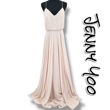 Jenny Yoo Inesse Blush Chiffon Maxi Dress Bridesmaid Wedding NWT Womens Size 4
