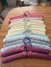 VTG Ivory Satin Covered, Padded Clothes Hangers Lot Of 14