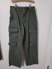 No Boundaries Wide Leg 90s Y2K Vibe Canvas Cargo Pants Army Green Size XS