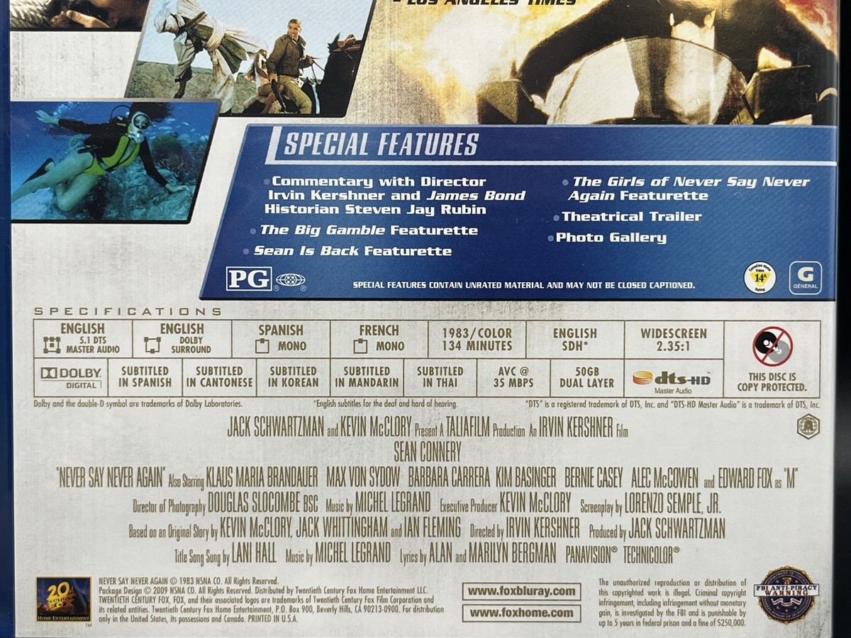 Never Say Never Again Collector's Edition - Sean Connery Blu-Ray