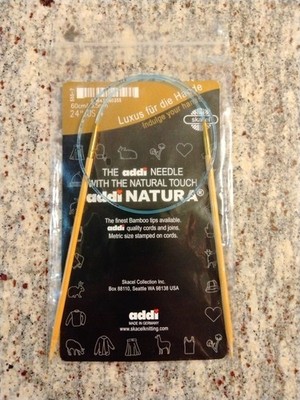 Addi Knitting Needle Circular Natura Bamboo Blue Cord 24'' US Size 4