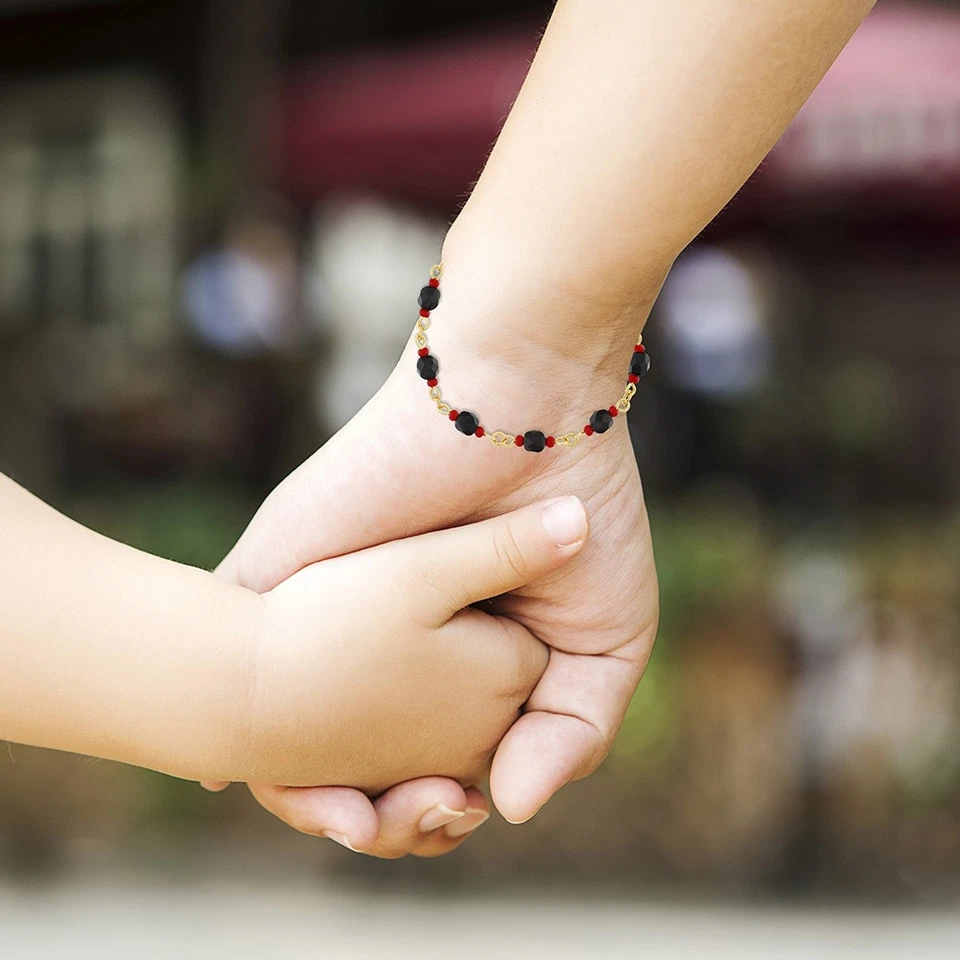 Simuliertes Azabache Glücksbringer Armband Mal de Ojo Schutz Für Frauen 7" - Bild 2 von 3