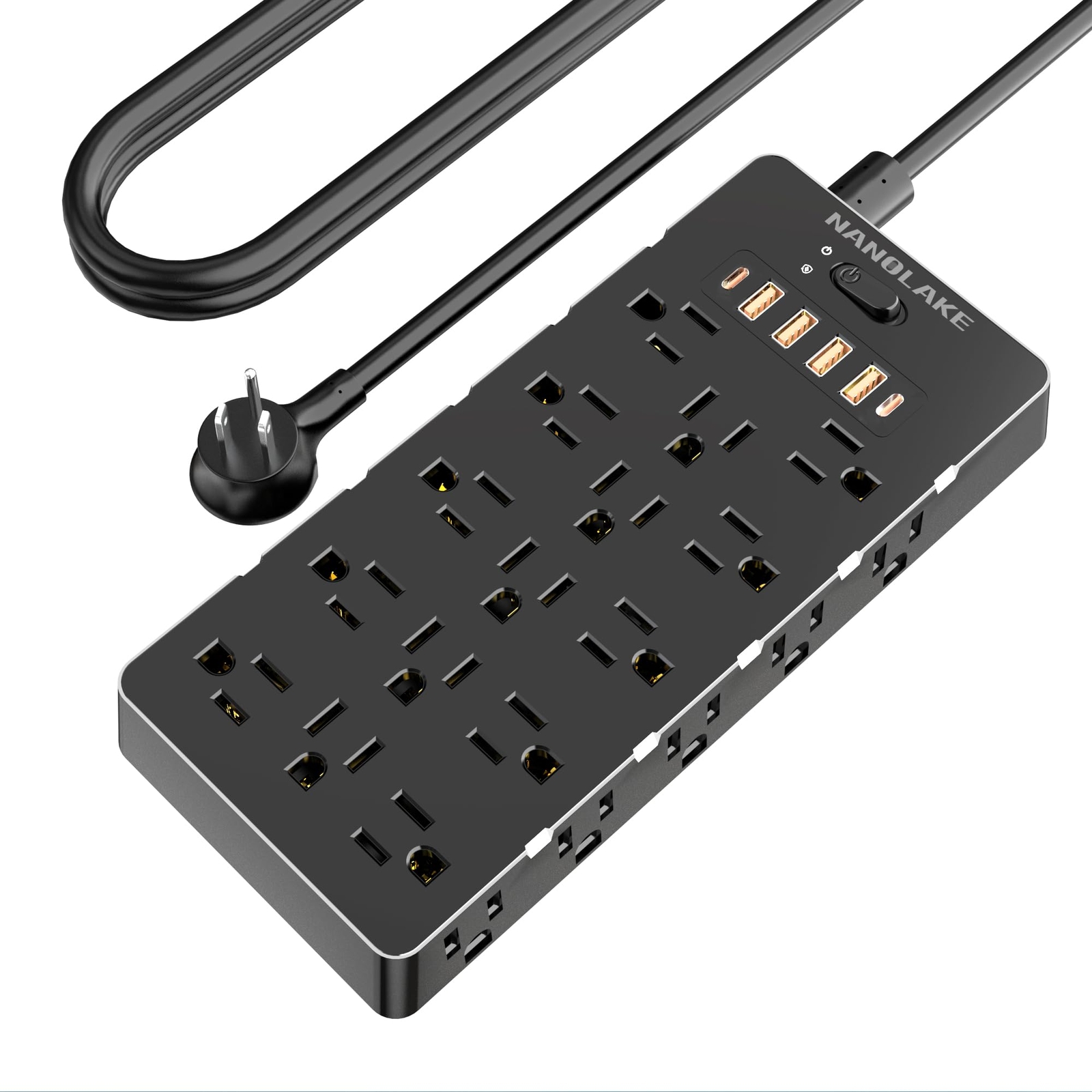 20 Amp 12 Gauge Heavy Duty Power Strip 2500W,4000 Joules Surge Protector,High...