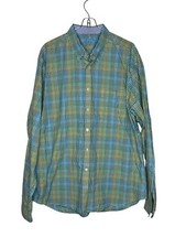 J. McLaughlin Men's Shirt Gingham Plaid Button Down Long Sleeve Cotton Large