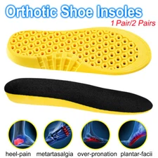 2Pairs Latex Orthotic Shoe Insoles Heel Arch Support Plantar Fasciitis Flat Feet
