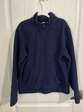 Old Navy Fleece Jacket Size L 10-12 Navy Half Zipper Boys Youth