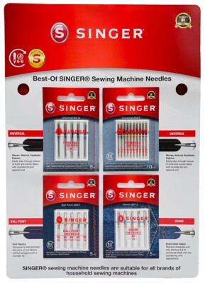 Singer Nähmaschinennadeln im Set, Best-Of, 4 Päckchen / 25 Nadeln im Blister