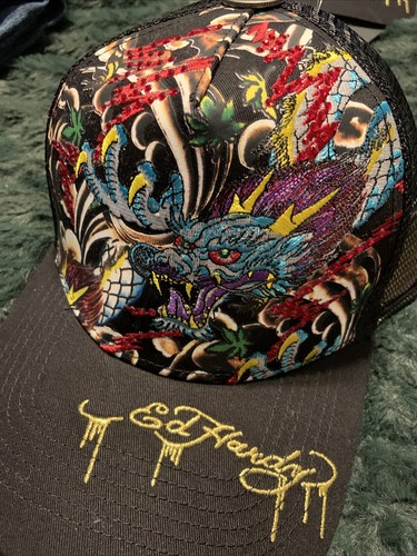 Ed Hardy Unisex Bling Dragon Adjustable Hat - Picture 3 of 6