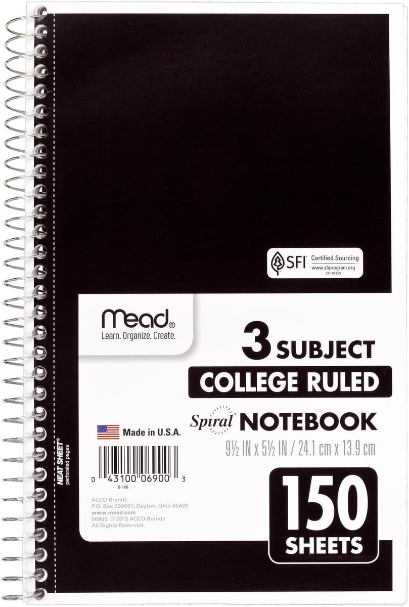 9/21 ノエル様 Mead Small Spiral Notebook 3-Subject College Ruled Paper 9-1