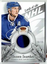 2013-14 CROWN ROYALE LORDS OF THE NHL MATERIALS STEVEN STAMKOS PATCH 2 COLORS
