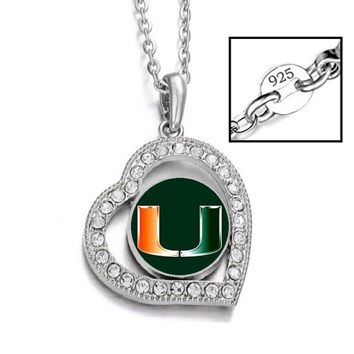 Miami Hurricanes Special Womens Sterling Silver Necklace Bracelet Set D3D19 - Picture 2 of 7