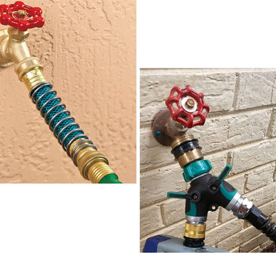 Garden Hose Splitter 2 Way Y Hose Connector with 2 Flexible Hose Protector an...