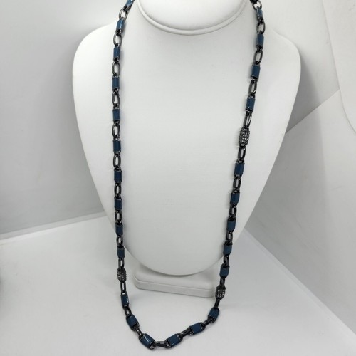 Coldwater Creek Gun Metal And Blue Chain Necklace
