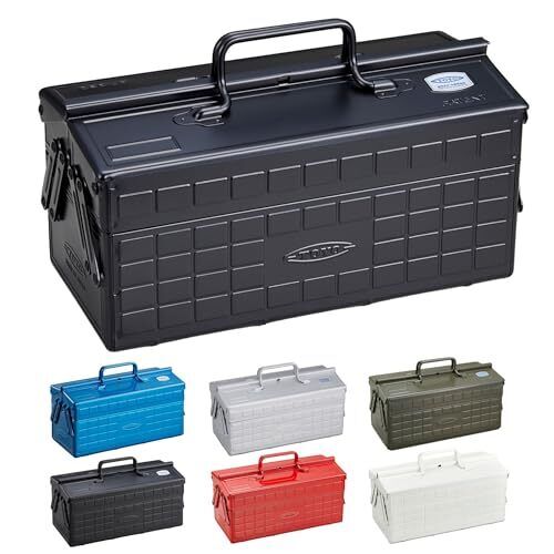 TOYO STEEL 2 cajones acero caja de herramientas ST-350 negro brillante caja de herramientas 350x160x215 - Imagen 1 de 9