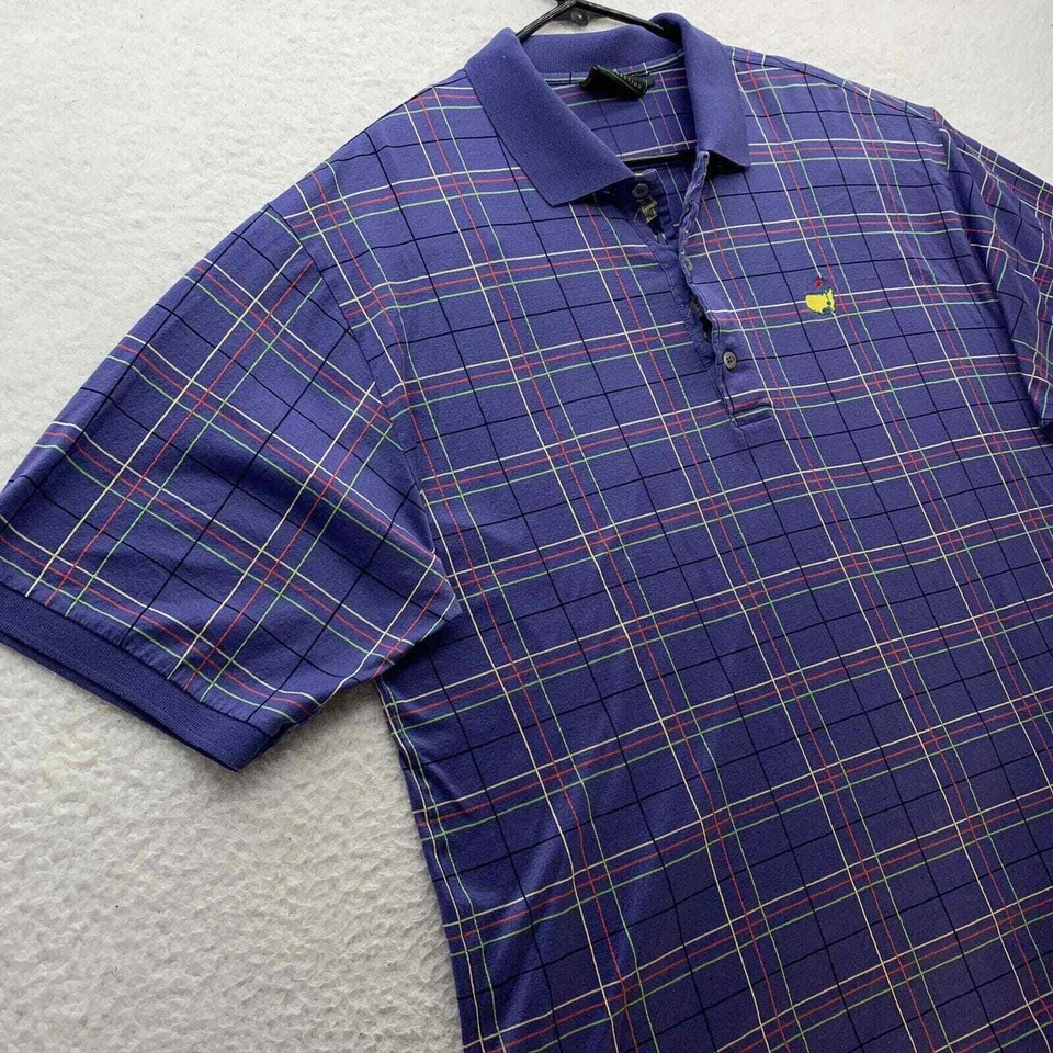 Camisa Polo De Colección Bobby Jones Masters Para Hombres Grande L Golf Púrpura Verde Rojo Cuadros Papá Foto 3 de 4