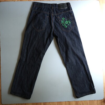 1999 Roca Dark Blue Jeans Rocawear Mens Tag 36 Measure 35 x 33 Hip Hop