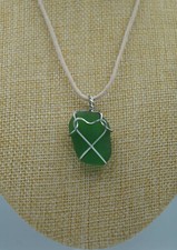 Emerald Green Sea Glass Pendant: Rounded Rectangle Shape P 3 