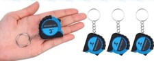 4 lot-3 ft Keychain Mini Retractable Measuring Tape with Lock Easy Read BLUE 