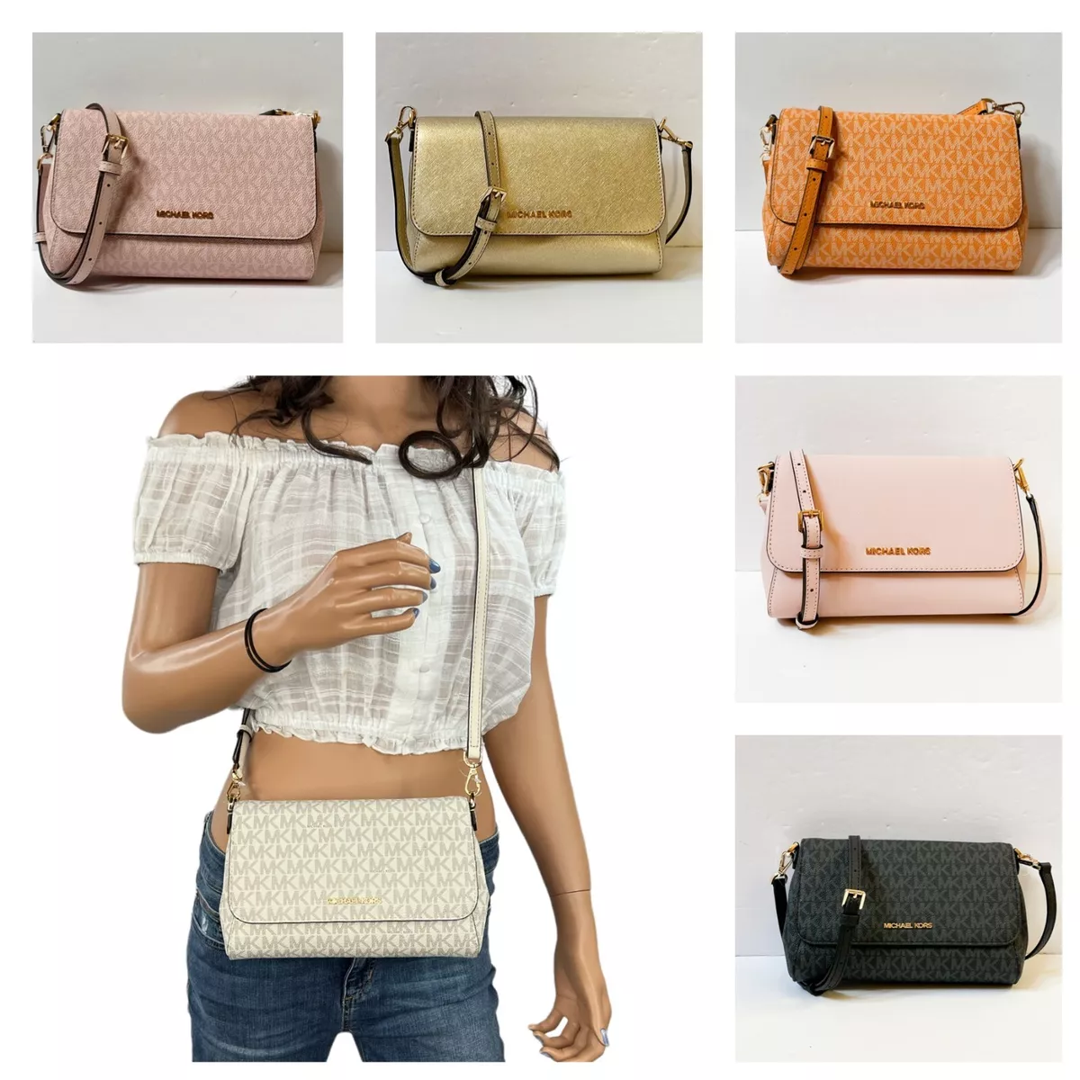 MICHAEL KORS JET SET ITEM MEDIUM CONVERTIBLE SHOULDER CROSSBODY BAG CLUTCH  | eBay