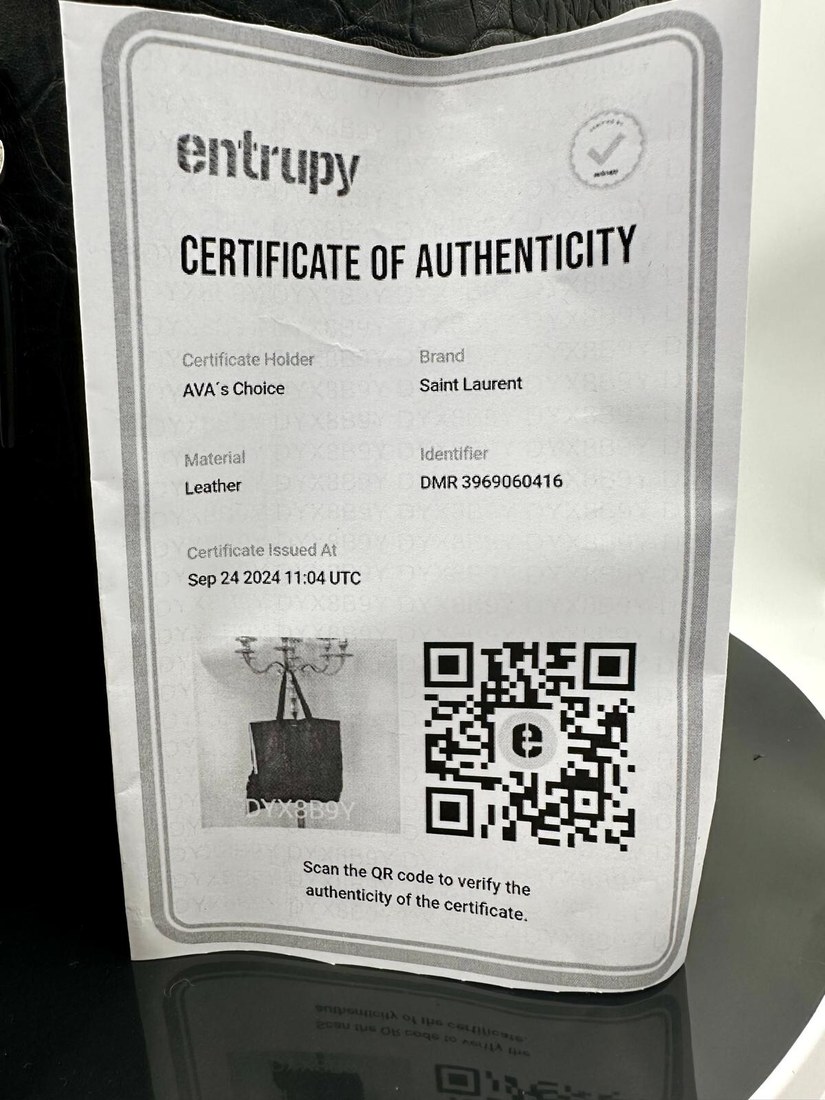 Borsa shopper Saint Laurent con Entrupy + pochette pelle effetto croc