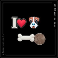 Shoe Charms for Crocs AIREDALE TERRIER Dog Bone I Love - SET OF 3
