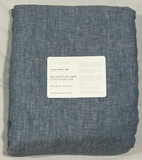 Pottery Barn Blue Chambray Belgian Flax Linen Blackout Drape Curtain 100x108"