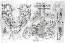 Christmas Deer Wizard Noam Acorns Stars Clear Stamps by Crafter's Companion