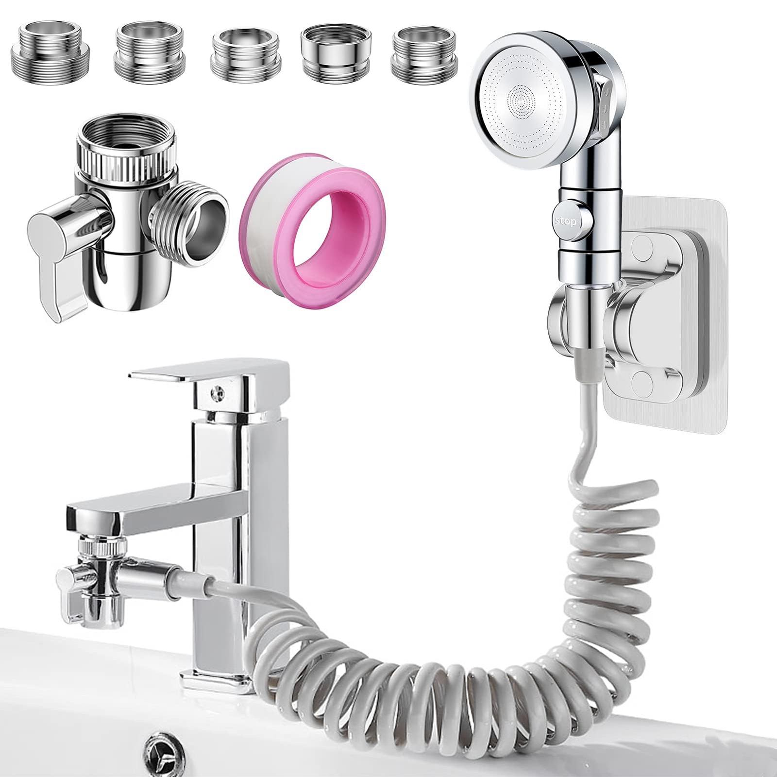 Sink Faucet Sprayer Attachment Set, Kitchen Bathroom Pet Bathing Shower Head ...