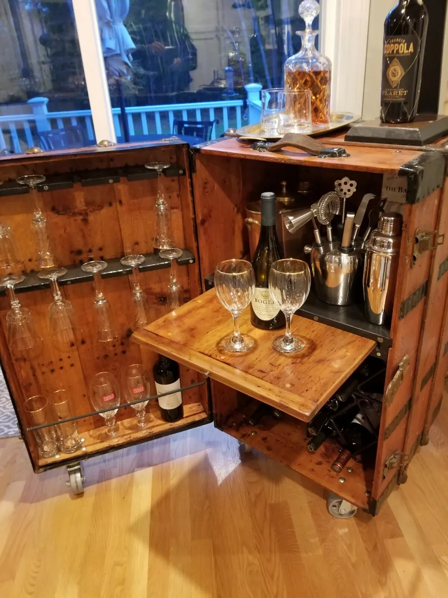 steamer trunk bar cabinet