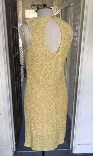 SIZE 12 VINTAGE YELLOW TEXTURED STRETCH PENCIL DESIGNER DRESS JOSEPH RIBKOFF - Picture 7 of 11