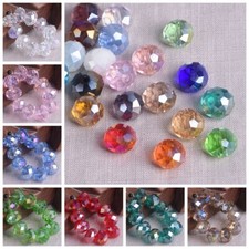 10pcs 14mm AB Plated Rondelle Faceted Crystal Glass Beads For Jewelry Making