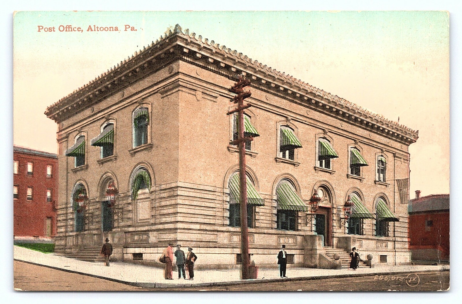 Vintage 1910s Altoona Pennsylvania PA Post Office USPS Antique Postcard