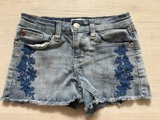 HUDSON Embroidered Flower Low Rise Girls Denim Blue Jean Shorts Size 12 EUC