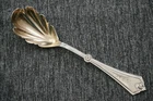 Gorham ROSETTE Sterling Silver SHELL SUGAR SPOON Gold Wash - 6 3/4 inch