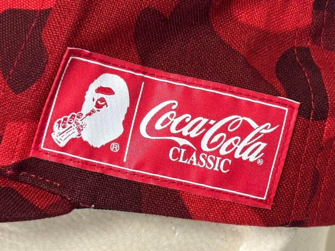 BAPE A bathing ape x Coca cola CAMO RED Snap Back Hat Cap